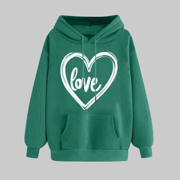 Tops For Women Trendy Summer Ndbuld Women's Print Winter Hoodie Pullover Tops Long Sleeved Comfortable Sweatshirt Rollbacks,Army Green,2XL