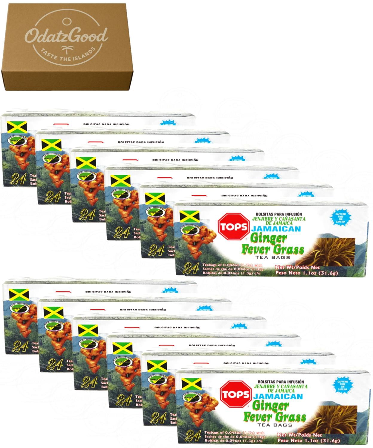 Tops Ginger Lemon Grass 24Tea Bags (31.6g) 12-Pack – Product of Jamaica – Curated & Packaged by ODatzGood