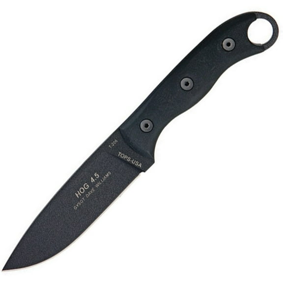 Tops HOG45 Hog 4.5 Fixed Blade Survival Knife Black Linen Micarta + Sheath