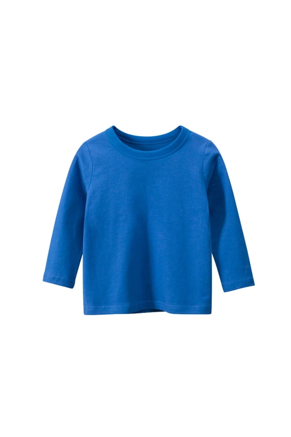 Tops Long Sleeve Basic Tees Oversized Solid Loose Style Unisex Tops Simple Plain Daily Design Boy Shirts Girl Outfits Home Outdoor Universal Casual Wear Blue 2T-3T