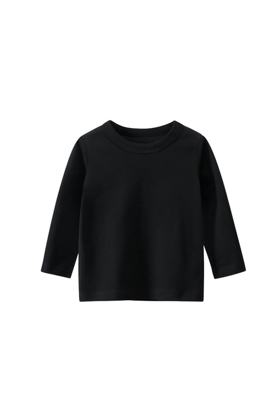 Tops Long Sleeve Basic Tees Oversized Solid Loose Style Unisex Tops Simple Plain Daily Design Boy Shirts Girl Outfits Home Outdoor Universal Casual Wear Black 2T-3T
