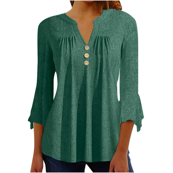 Tops Long Sleeve Cotton Fall Tops Tank Sweatshirt for Women 2024 Casual Trumpet Sleeve Basic Ruched Tops Pleated Sweatshirts