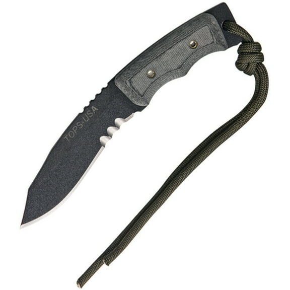 TOPS Knives TOPS Knives Mini Eagle Fixed Blade Linen Micarta Black 3in PS Drop Point TPMINE01
