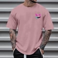 thumbnail image 1 of Tops for Men under $5 Men's 3D Print Graphic Tops Crewneck Short Sleeve Pullover Tees Drop Shoulder Streetwear T Shirts Classic Casual Shirt Tee Pink 3XL, 1 of 4