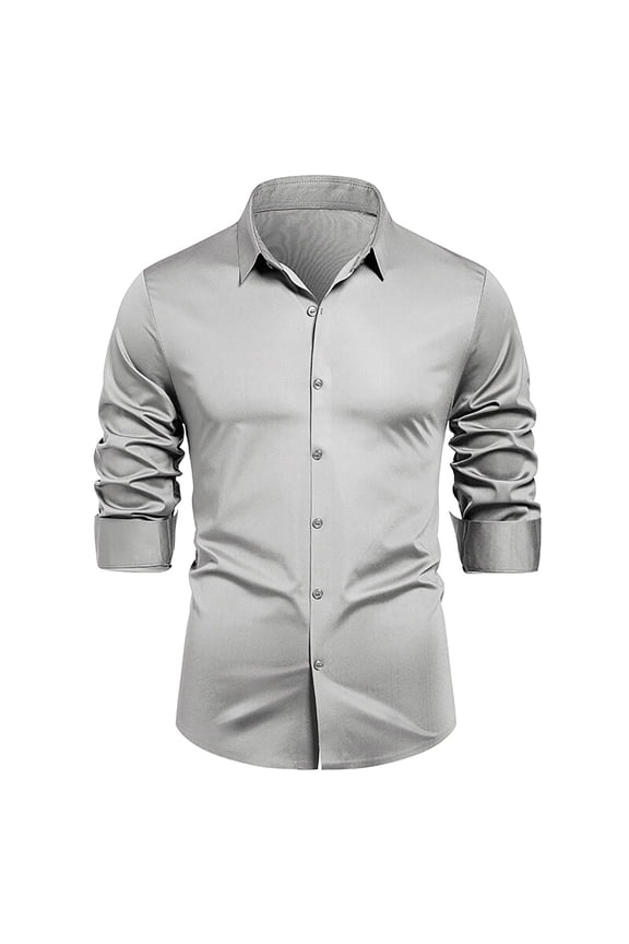 Tops Men Long Sleeve Solid Color Blouse Button Down Loose Blouse Lapel T-Shirts Simple Classic Tee Fall Casual Handsome Shacket Top Business Commute Outfits Shirts M-4XL