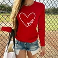thumbnail image 1 of Tops O Neck Casual Letter Print Long Sleeve Heart Shaped Women Women's Blouse Long Sleeve Shirts for Women Valentines Day Shirts for Men Pack of Turtle Neck Top for Women Long Sleeve Casual T Shirt, 1 of 4