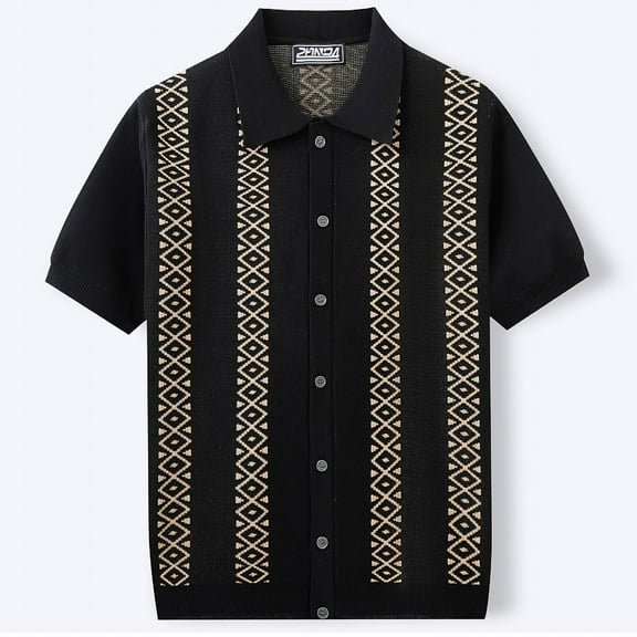 Tops On Sale JXMVOJ Men's Fashionable Knit Short Sleeve Shirt, Casual Button-Down Cardigan, Summer Polo with Collared Neck, Lightweight Stylish Top