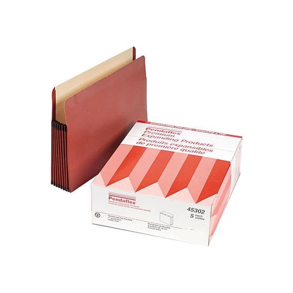 Tops Pendaflex 45302 Watershed 7   Expansion File Pocket  Straight  Letter  Red  5/Box