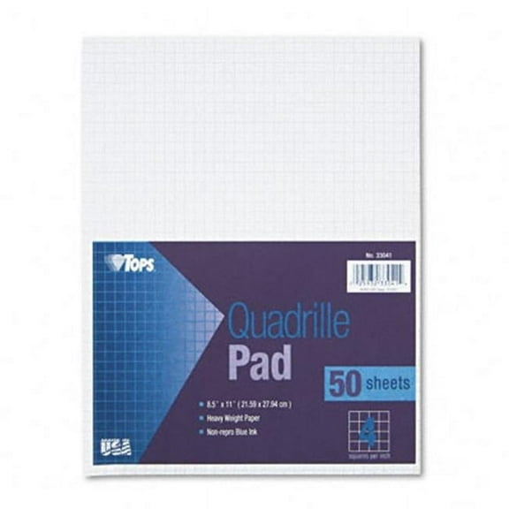 Tops Quadrille Pads Four Squares Per inch 8-1/2 x 11 White