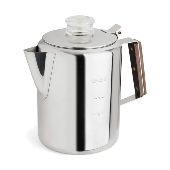 Tops Rapid Brew Stovetop Camping Coffee Percolator, Stainless Steel, 9-Cup