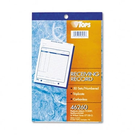 Tops Receiving Record Carbonless Triplicate 5-1/2 x 7-7/8
