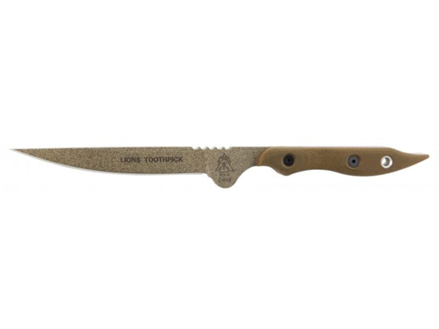 TOPS Knives Lion's Toothpick Fixed Blade Knife 4" Drop Point 1095 Tactical Stone Blade Canvas Micarta Handle Green