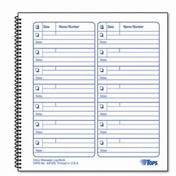 Tops Voice Mail Log Book, 8.5 X 8.25, 1,400-Message Book
