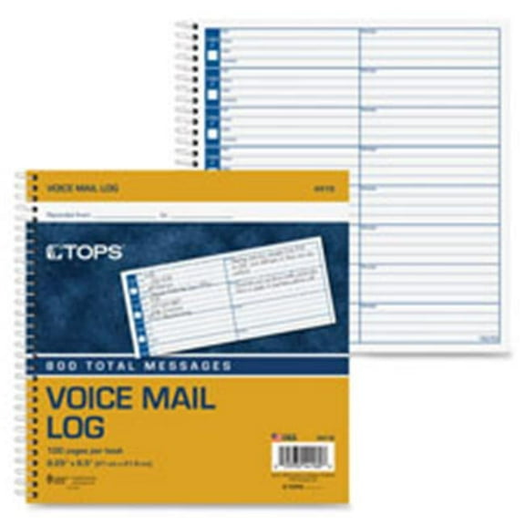 Tops Voice Message Log Book- 800 Messages- 8.5 in. x 8.25 in.- White