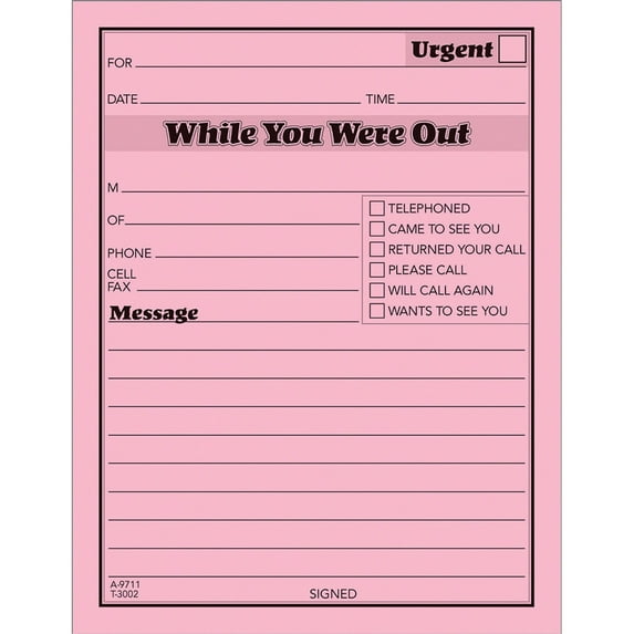 Tops "While You Were Out" Standard Forms & Applications, 50 Forms