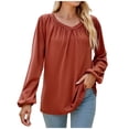 thumbnail image 1 of Tops for Women 2025 Women's Fashion Casual Long Sleeve Comfortable Solid Color Sweatshirt Tops Blouse V-neck Blouse V Neck Tie Dye T Shirts Solid Casual Long Sleeves Hight Neck Shirts, 1 of 4