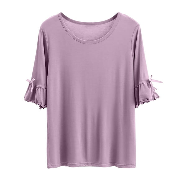 Tops for Women 2025 Womens Casual Short Sleeve T-Shirts Crewneck Tunic Tops Loose Comfy Tee Blouse Lightweight Cute Stretchy Breathable Plus Size Tops