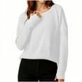thumbnail image 1 of Tops for Women Long Sleeve Waffle Round Neck Knitted Splicing Shirts Casual Summer Trendy Blouses Cute T-Shirts Outfits Clothes,Plus Size Tops for Women, 1 of 5