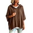 thumbnail image 1 of Tops for Women, Pullover Sweaters for Women Hooded Side Slit Ribbed 3/4 Sleeve Sweaters, Drawstring, Batwing Sleeve, Soft and Comfort Fabric, Drop Shoulder, 1 of 5