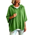 thumbnail image 1 of Tops for Women, Pullover Sweaters for Women Hooded Side Slit Ribbed 3/4 Sleeve Sweaters, Drawstring, Batwing Sleeve, Soft and Comfort Fabric, Drop Shoulder, 1 of 4