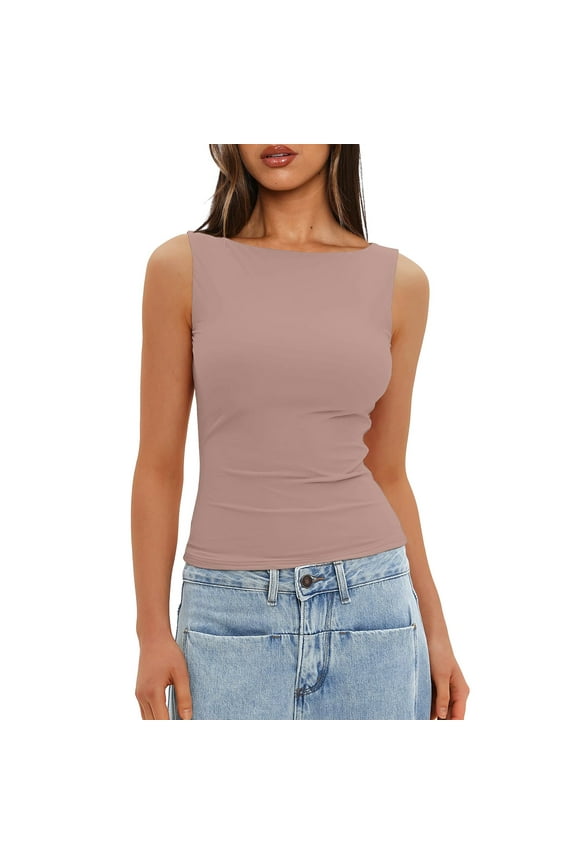 Tops, Women'S Sleeveless Sexy Slim Tank Tops With Built In Bras Solid Color Pullover Womens Summer Tunic Tops 100 Days Of School Shirt Sheer Tops For Women Shirt Tops Leggings (L, Light pink) ZMTing