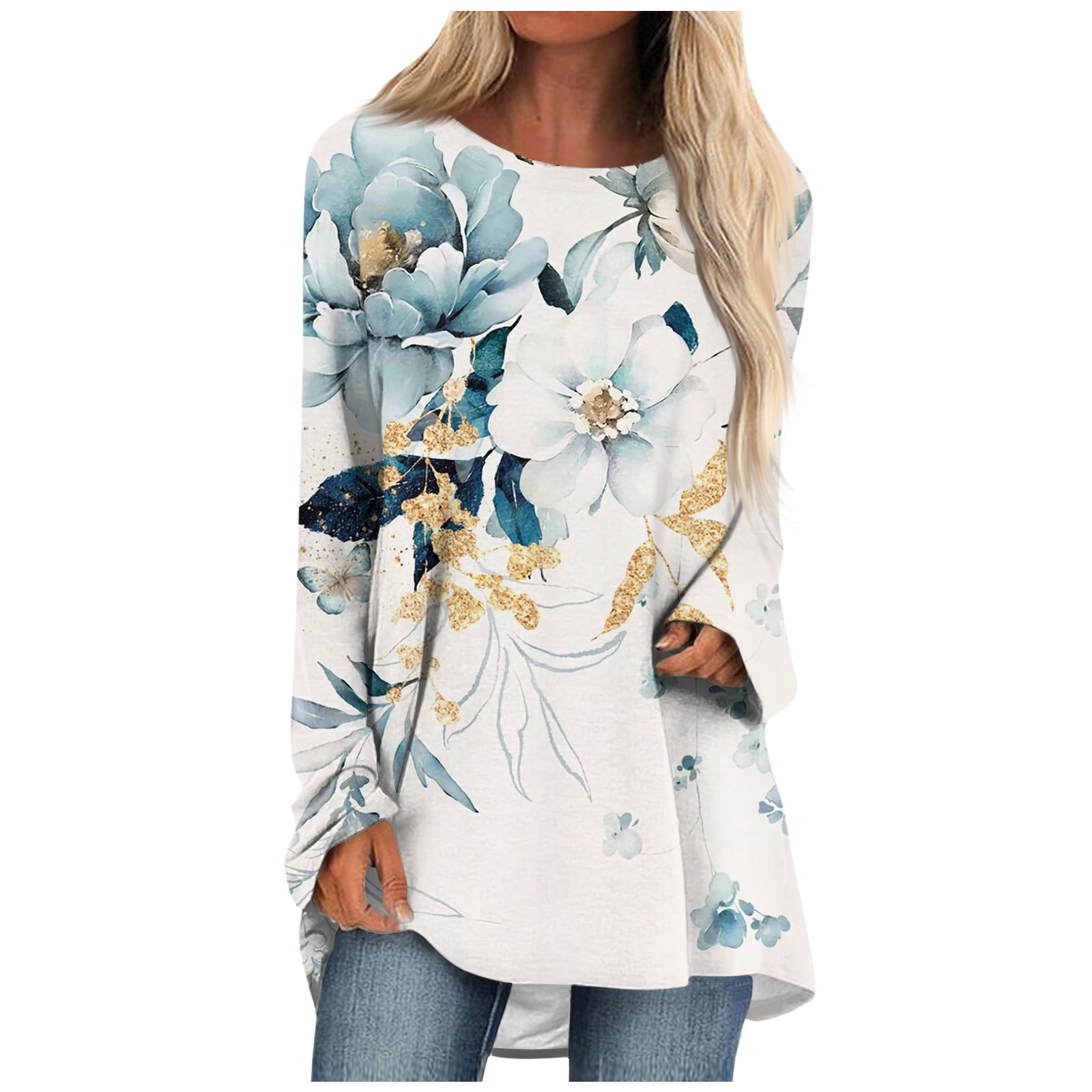 Sweatshirt for Women Crewneck Tunic Tops to Wear with Leggings Lightblue L  deals of the day,free items under 1 dollar,t shirts bulk,bulk tshirt,flash  deals,warehouse sale clearance at  Women's Clothing store