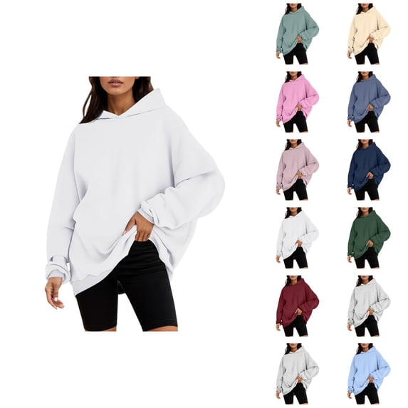 Tops for Women Solid Sweatshirt Womens Oversized Sweatshirts Pullover Hoodies Artificial Short Velvet Oversized Hoodies Hooded Sweatshirts Comfy Casual Pullover Loose Lightweight Fall Winter Clothes