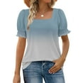 thumbnail image 1 of Tops for Women Summer Casual Ruffle Trim Sleeve Square Neck T-Shirts, Printed Loose Fit Blouse, Stylish and Comfortable Short Sleeve Top, Limited Time Off, 1 of 6