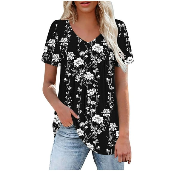 Tops For Women Summer 2026 Trendy Plus Size Tops For Women S-2XL Workout Tshirts Shirts For Women V Neck Ladies Tops And Blouses