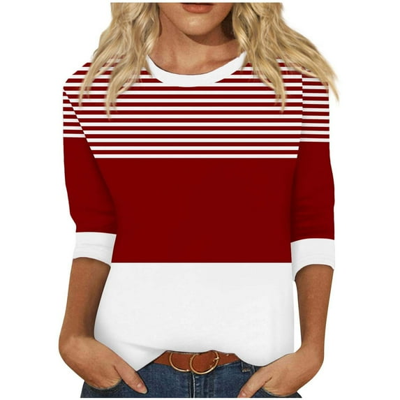 Tops For Women Summer Sexy Trendy Summer Tops For Women 2025 Plus Size Tunics Fitted Long Sleeve For Women Women Blouses Dressy Casual made in Womens Graphic T Shirts Plus Size
