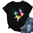 thumbnail image 1 of Tops For Women Summer Trendy Summer Tops For Women 2025 Trendy Dressy CasualWorkout Tshirts Shirts For Women FittedWomens Blouses Short Sleeve Button DownT Shirts For Women Loose Fit V Neck, 1 of 4