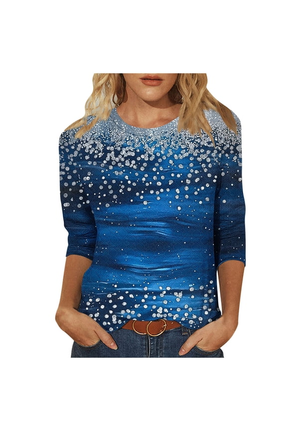 Boho Tops for Women Cute Tops Plus Size Vneck 3/4 Sleeve Shirts Extra Long Blouses Dressy Casual Plus Size 4X