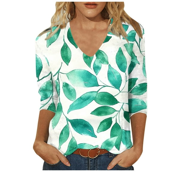 Boho Tops for Women Going Out Tops Plus Size Lace Dressy 3/4 Sleeve Shirts Short Blouses Dressy Casual Trendy Plus