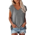 thumbnail image 1 of Tops for Women Trendy Athletic Shirt Pack Women Lady Long Sleeve Tops V Neck Long Sleeve Womens Insulated Thermal Top Women's Sleeved Shirts Pack Tee Shirts Juniors Womens Top Short T Tunic Grey XL, 1 of 5