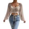 thumbnail image 1 of Tops for Women Trendy Button up Jacket Long Sleeve T Shirt Women Blouse Floral Long Sleeves Lady Apparel Super Athletic Top Sleeve Women's Blouses with Short Sleeves Blouse Casual Junior Coffee L, 1 of 8