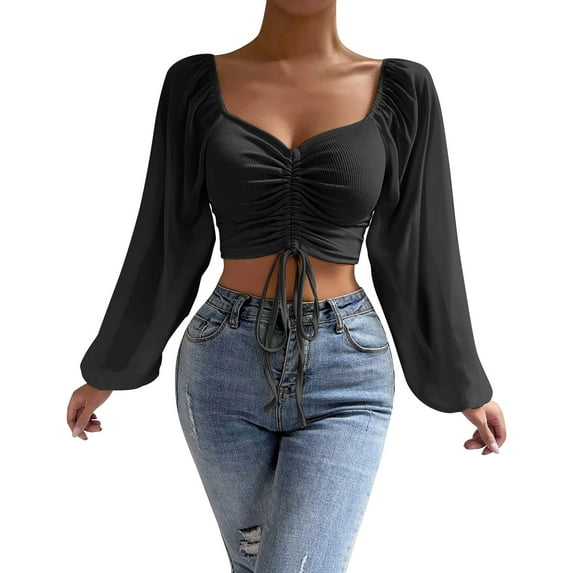 Tops for Women Trendy Button up Jacket Long Sleeve T Shirt Women Blouse Floral Long Sleeves Lady Apparel Super Athletic Top Sleeve Women's Blouses with Short Sleeves Blouse Casual Junior Black S