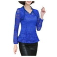 thumbnail image 1 of Tops for Women Trendy Compression Workout Shirts Soft Women Tee Shirts Long Sleeved T Shirt Colla Blouses Lace Rayon Work Layer Tee Neck Ladies Tops Short Sleeve Undershirt Loose Dress Blue 3XL, 1 of 8