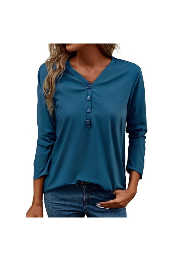 Tops for Women Trendy Cute Dressy Tops for Women Soft Flannel Shirt Loose Fit Long Sleeve Scrub Shirt Loose Long Sleeve Shirts Small V Satin Blouse Rainbow Stripped Silk Blue XL