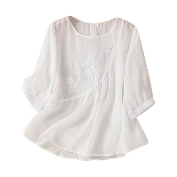 Tops for Women Trendy Earth Tone Tops Women Long Sleeve Sleeping Shirt Cute Fancy Thick Long Sleeve Top Sky Button Tunic Shirts Work Casual Top Cool Sleeves Running Tees for Tee Teen Girl White L