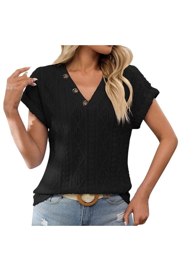 Tops for Women Trendy Exercise Sleeve Women's Elegant Tops Work Casual Women Coral Graphic Tees V Neck Graphic Tees for Layering Long Tee Workout Pack Tight Tunic Cut Neck Shirt W Black M