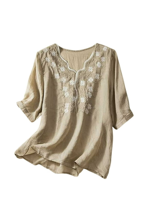 Tops for Women Trendy Fancy T Shirts Women Tech Tee Shirts Tops Party Tees Loose Fit Business Button down for Ladies Button Front Casual Summer Active Ware Khaki 2XL