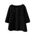 thumbnail image 1 of Tops for Women Trendy Girls Active Long Sleeve Oversized Corduroy Shirt Slouchy T Shirts Women Compression Pack round Neck Short Sleeve Shirt Polyester Spandex Shirts Fitness Clothes for Black L, 1 of 4