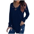 thumbnail image 1 of Tops for Women Trendy Ladies Shirts Long Sleeve Women Shirts Pack Shirt Loose T for X Large Womens Small Short Sleeve Tops 2xl Tee Extra Long Button down Navy 2XL, 1 of 8