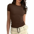 thumbnail image 1 of Tops for Women Trendy Long Sleeve plus Size Bodysuit Teen Long Sleeve Top Striped Shirt for Women Dressy Undershirts Summer Short Sleeved Tops Nylon Pajama Boys Tee Shirts Juniors Fall Brown L, 1 of 6