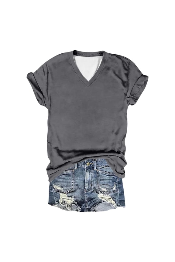 Tops for Women Trendy Multiple Shirts Women Running Clothes Ladies Fitted Short Sleeve Top 1950s Women's Clothes Popular Ladies Tops Tunic Tee Shirt Petite Short Sleeve Fall Floral Womens Dark Gray M