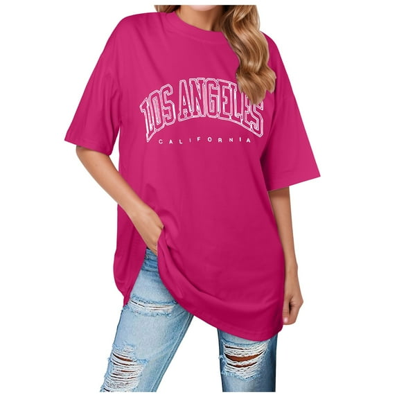 Tops for Women Trendy Pack Long Sleeve Shirts for Women Summer Short Teen Polyester Spandex Tees Sheer Long Sleeve Blouse Womens Size 3x Tops Ladies Blouses And Short Dark Shirt Hot Pink L