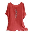 thumbnail image 1 of Tops for Women Trendy Plus Size, Dressy Tank Tops for Women Cotton Linen Gauze Shirts Short Sleeve Summer Tunic Top Loose Fit Lightweight Casual Blouses, 1 of 5