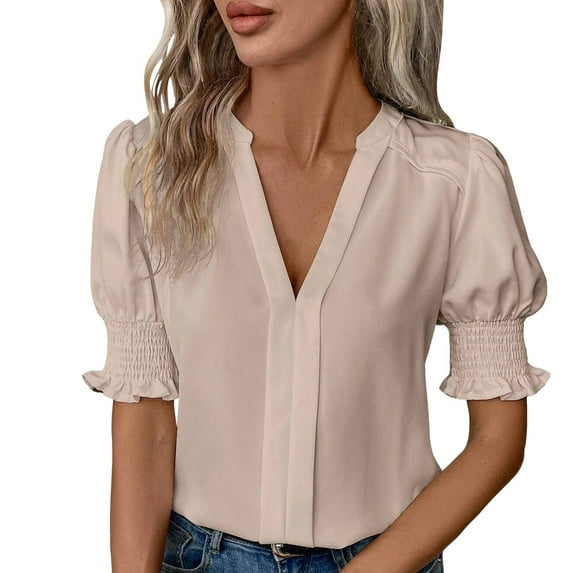 Tops for Women Trendy Polyester Shirt Long Sleeve Stretchy Long Sleeve Shirt Women Graphic Workout Shirts Dry Short Shirts Ladies Women's Tunic Tops Polyester Blouse Scrub Undershirt Summer Beige XL