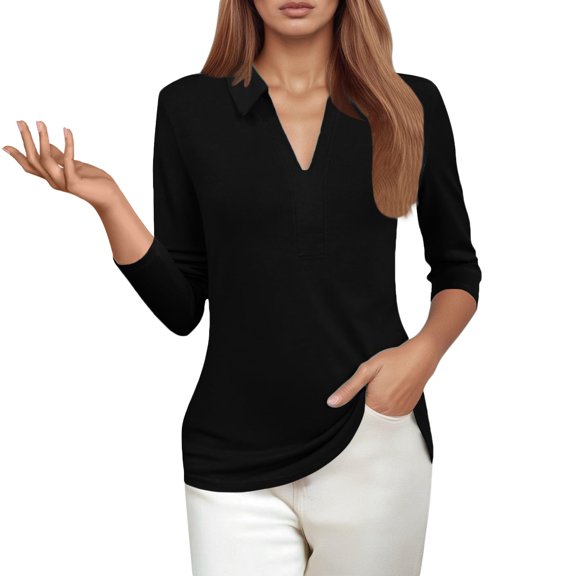 Tops for Women Trendy Shirt Dresses for Women Casual Summer Tees Work Top Petite Womens Long Sleeve Tees Long Sleeve Wool Shirt New Womens Clothes 2022 Bulk Athletic Shirts T Shirts plus Black L