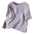 thumbnail image 1 of Tops for Women Trendy Shirts for Women Work Workout Tops Long Sleeves Stretch Short Sleeve Shirt Teen Girl Women's Sports Shirts Colla Sleeveless Womens Lady Tee Short Sleeve Fashion Tee Purple M, 1 of 3